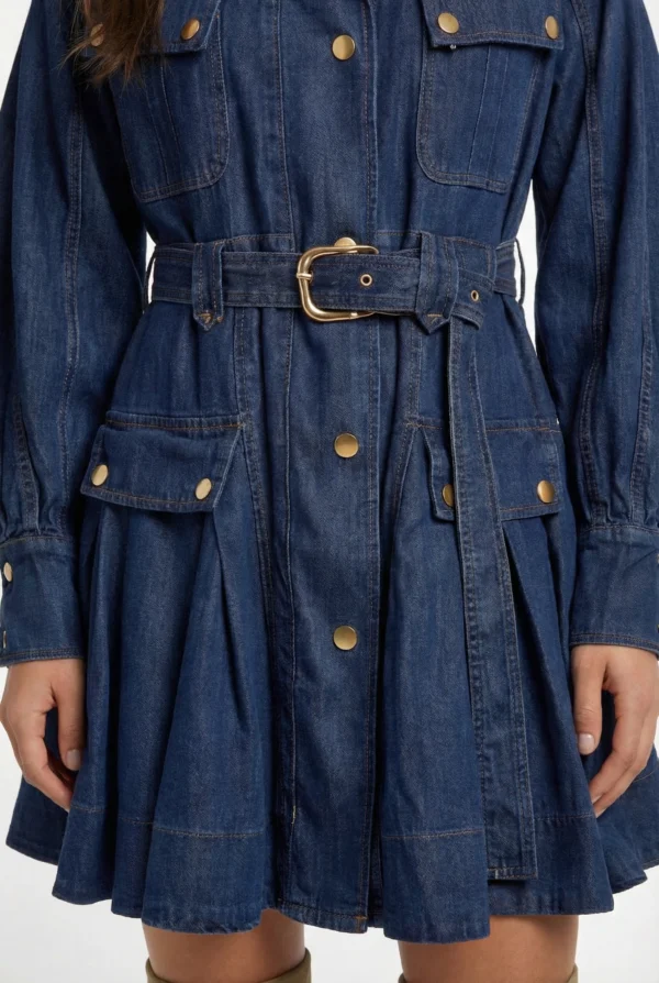 Denim Dress Details Blue Empress — Vestito corto in denim | Linea Regular
