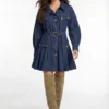 Fashion Photography Pose Blue Empress — Vestito corto in denim | Linea Regular